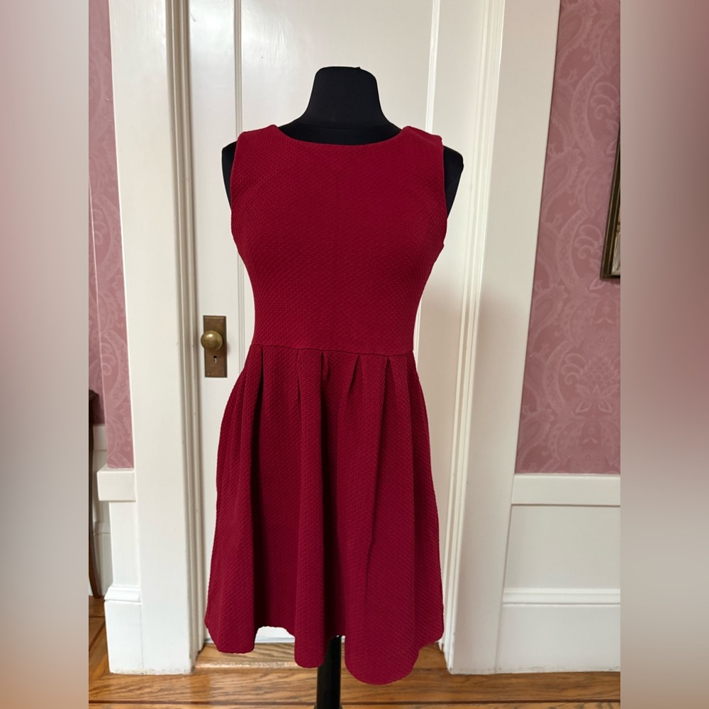 Ganni Red Textured Midi Dress